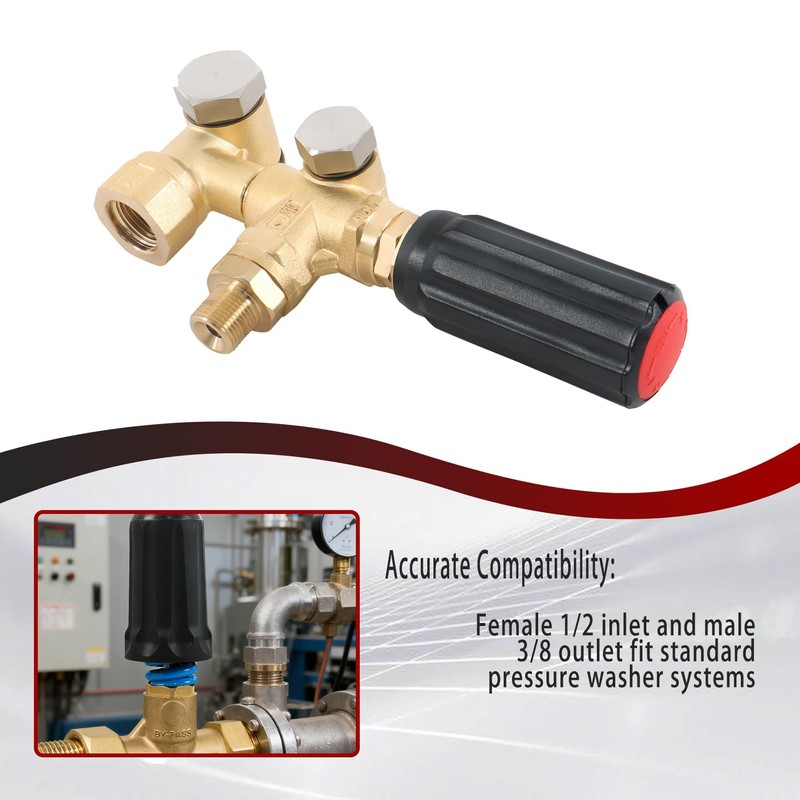findmall Pressure Washer Regulator 1/2 Female Inlet, 3/8 Male Outlet,