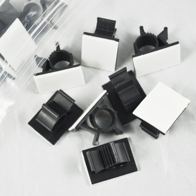 Adhesive Backed Locking Clips 1" - 10 Pieces - Black