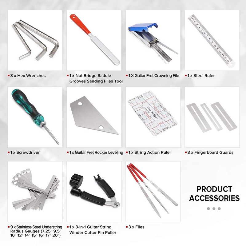 MIFOGE 25Pcs Guitar Repairing Tools Kit Setup Kit with Carry
