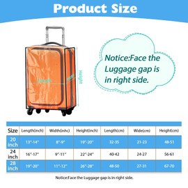 Pack of 3 Suitcase Covers, Transparent PVC Suitcase Protective Cover, Waterproof, Dustproof, Scratch Protection, Reusable Luggage Cover for Travel (20 + 24 + 28 Inches), Transparent, Suitcase cover