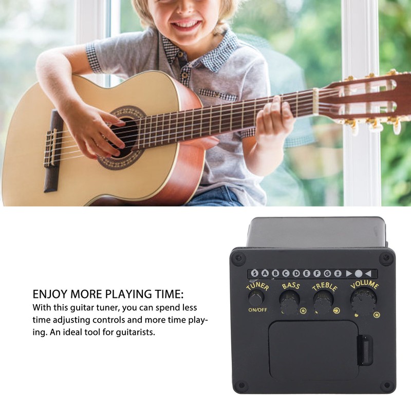 EQ01 Acoustic Guitar Tuner 2 Band EQ Black Guitar Tuner