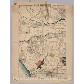 Historic Map : Santa Monica. Detail Irrigation Map, 1888 - Vintage Wall Art - 24in x 30in