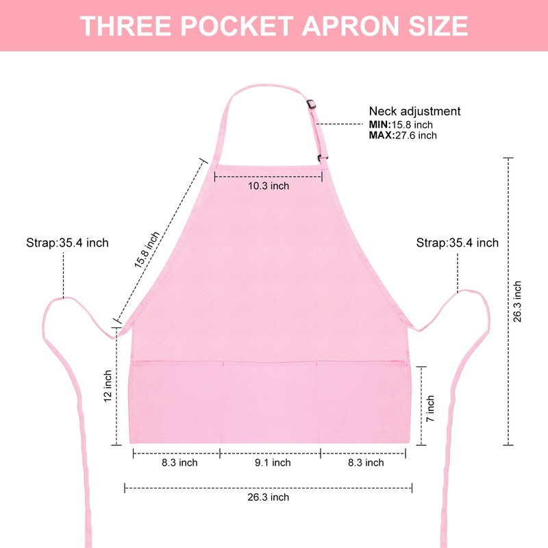 Jubatus 2 Pack 3 Pockets Adjustable Bib Apron Chef Kitchen