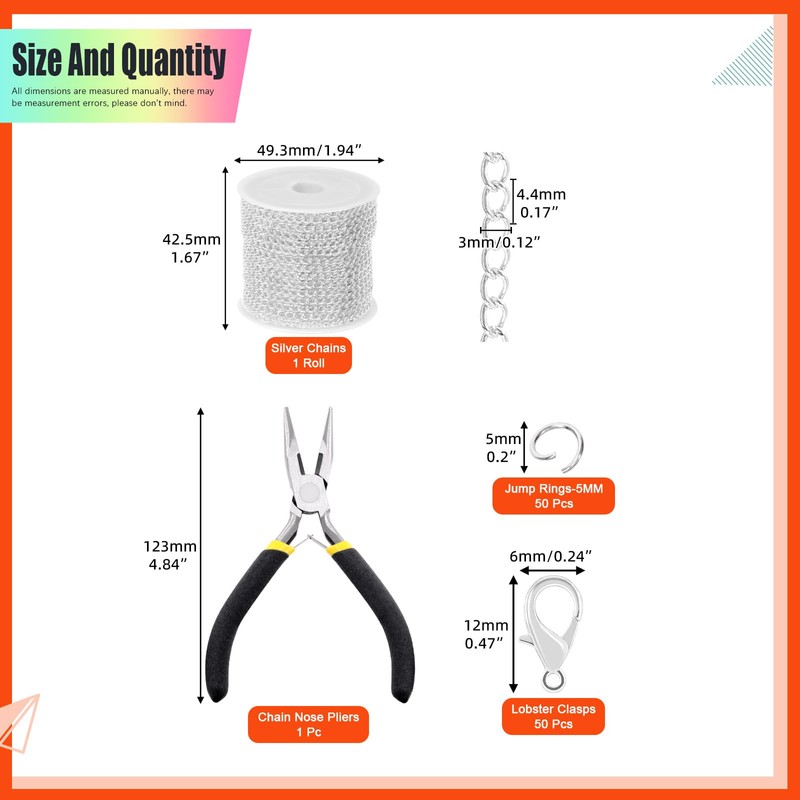 Tanstic 102Pcs 30 Feet Jewelry Making Chains Necklace Chains Bulk