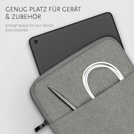 moex Tablet Case for Tabwee T90, Bag with Zip and Compartment for Accessories, Nylon Fabric Sleeve, Soft Padded, Protective Case, Minimalist Dash Case, Grey