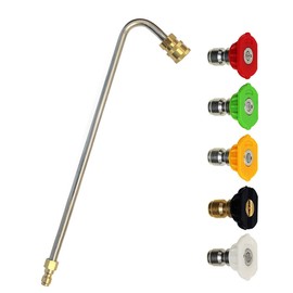 High Pressure Washer Extension Wand for Garter Cleaning Extension Rod Curved Extension Wand with 5 Nozzle Tips for Gutter Cleaning Car Wash