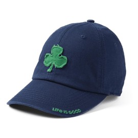 Life is Good Life is Good. Tattered Chill Cap Applique Shamrock, Darkest Blue