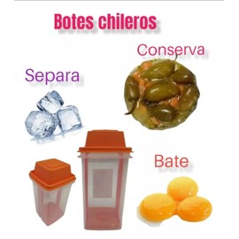 set 2 pinzas mas 2 Botes para chiles en vinagre o jalapeños. Separan conservan baten. Contenedores con elevador manual de plastico.Recipiente multiusos para almacenar jalapeños o pepinillos.