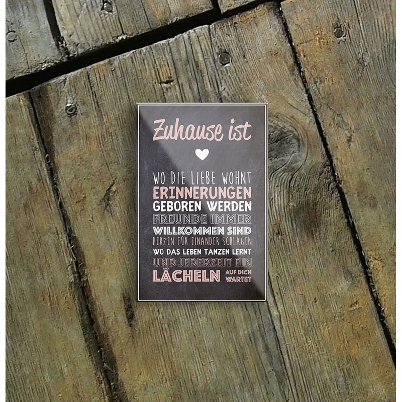schilderkreis24 Beautiful Saying "Zuhause ist.." Magnet Decoration Quote Family Fridge