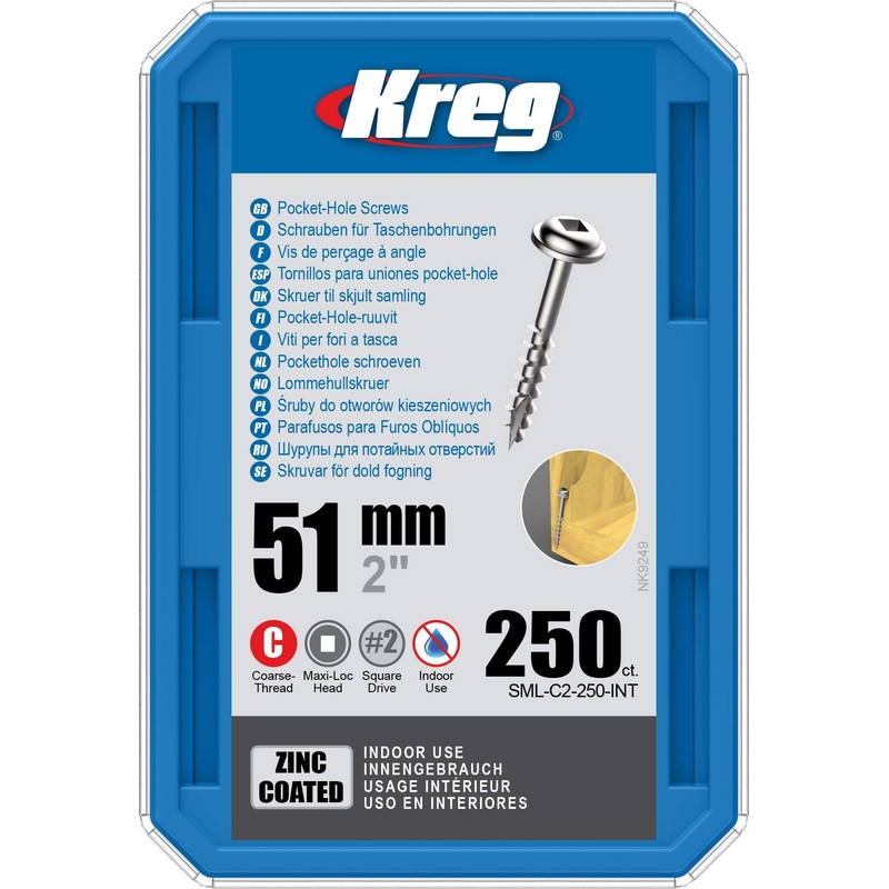 Kreg 503646 Zinc Pocket-Hole Screws Maxi-Loc Coarse