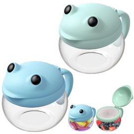 SELEWARE No Spill Snack Cups for Toddlers 2-Pack - Spill-Proof Snack Catcher with Handle, BPA-Free Tritan & Silicone - Easy Grip Kids Snack Container for On-The-Go, Dishwasher Safe (Green & Blue)