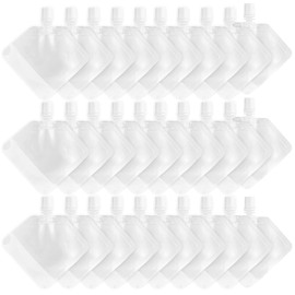 Framendino, 30 Pack Clear Travel Pouches for Toiletries Refillable Empty Containers Portable Fluid Makeup Packing Bags Squeeze Pouch Shampoo Conditioner Lotion (30ml)