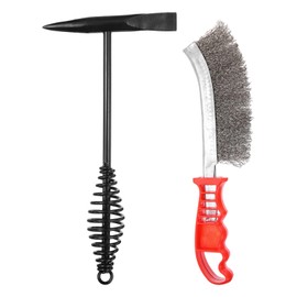 sourcing map 2pcs Welding Chipping Hammer 11.3" Slag Hammer with Coil Spring Handle 9.8" Welding Steel Wire Brush for Rock Pick Forged Brick