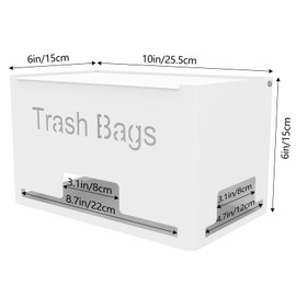 STWWO Large Trash Bag Holder Dispenser, Metal Garbage Bag Dispenser Roll Holder, Kitchen Trash Storage Organizer for Under Sink, Wall Mounted or Countertop, White