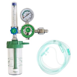 WX-YQ02 Oxygen Pressure Gas Regulator Inhaler O2 Pressure Reducer Oxygen Gauge Flow Meter,Buoy Type Female Thread and Tube