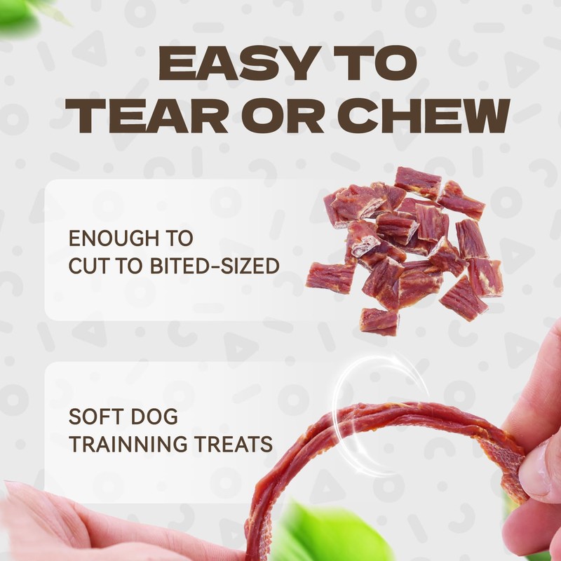 KUADELRO Duck Jerky Dog Treats, Real Duck Strips Dog Training