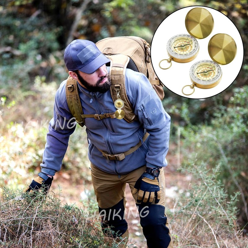 HAIKING Metal Pocket Compass, 2 Pcs Camping Survival Compass for