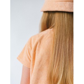 DreamBuy Holiday Essentials for Kids: 100% Towelling Cotton Short Sleeved Girls and Boys' Shorts Set with Matching Bucket Hat (Sunset, 5-6 Years)