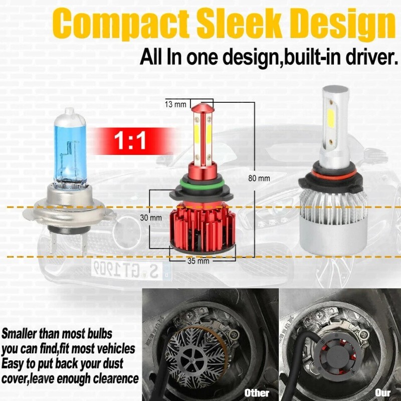 STONEBANKS 9005 9006 LED Headlights Kit Combo Bulbs 6500K High