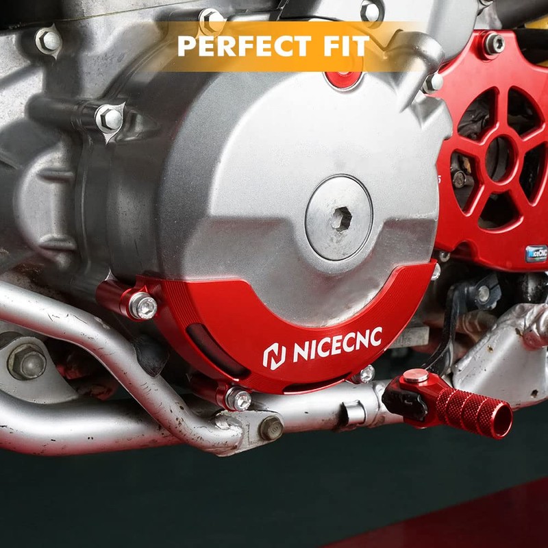 NICECNC Red Engine Alternator Cover Guard Protector Aluminum Compatible with