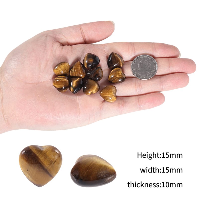 Nupuyai Nupuyai 12pcs Tiger's Eye Crystal Heart Love Palm Worry