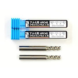 2216 PPLS Flat End Mill, For Aluminum, Carbide Blade, HRC45 Degree, 3 Blades, 0.2 inch (5 mm) Tip Diameter, Pack of 2