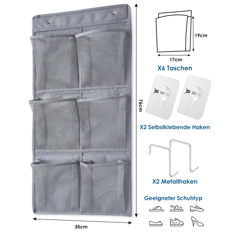 Domemit Shoe Organiser, Camping Shoe Holder, Motorhome, No Drilling, Hanging