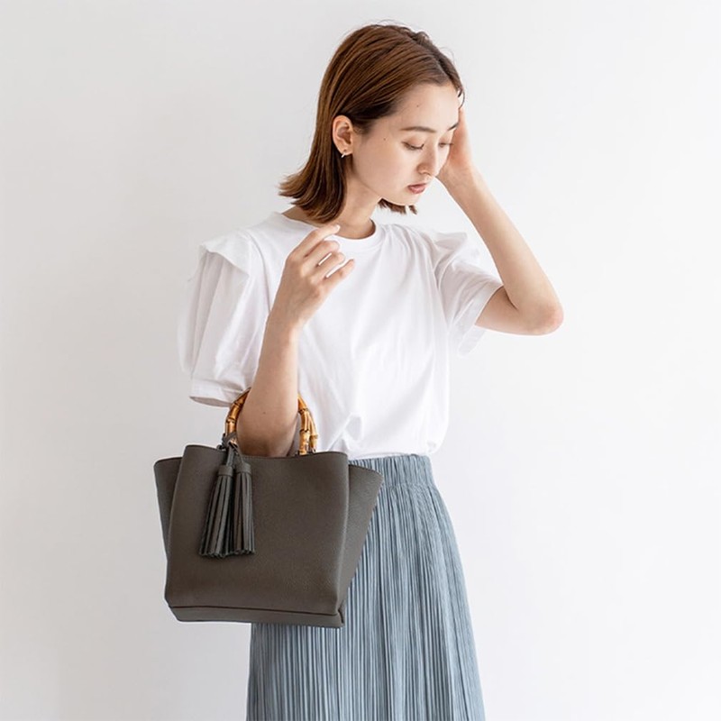 VITAFELICE Inb-90032p Women's 2-Way Mini Bag with Bamboo Handle, coffee