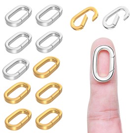 Pack of 12 Oval Clasps, Oval Jewellery Clasps with Closed Spring Ring, Lobster Clasps, Necklace Clasps and Clasps for Jewellery Making Necklaces and Bracelets
