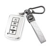 Flensent Key Fob Cover with Keychain for Toyota Highlander Sequoia