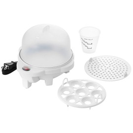 Hirosho Petit Plaisir PDY-30 Electric Boiled Egg Bowl (with Eye Plate), White, 7.5 x 7.7 x 6.5 inches (190 x 195 x 165 mm)