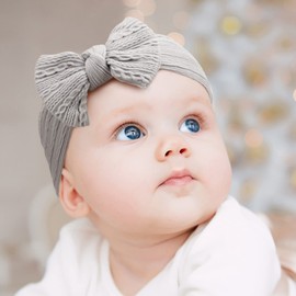 DRESHOW 5 Pack Baby Girl Nylon Headbands Newborn Infant Toddler Hairbands and Bows Child Hair Accessories