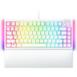 Razer BlackWidow V4 75% Mechanical Gaming Keyboard: Hot-swappable Design - Compact & Durable - Orange Tactile Switches - Chroma RGB - MF Roller & Media Keys - Comfortable Wrist Rest - White (Renewed)