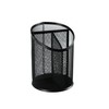 Huron Desktop 3 Compartment Round 5-3/4" Metal Mesh Pen and