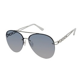 Rocawear R3408 Semi-Rimless Metal UV400 Protective Aviator Pilot Sunglasses. Gifts for Women with Flair, 62 mm, Silver & White