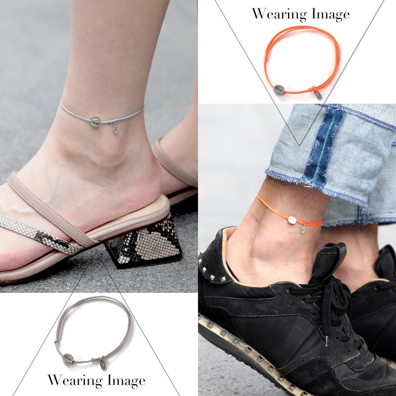 Naru Cotton Cord Anklet, Men's, Women's, Charm, Pair, Matching, Couple,