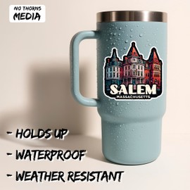 Salem Massachusetts Sticker 4 Inch City Travel Souvenir Destination - Waterproof Vinyl Decal for Laptop Water Bottle Car Tumbler - Durable Aesthetic Long-Lasting Stickers for Adults ID44990
