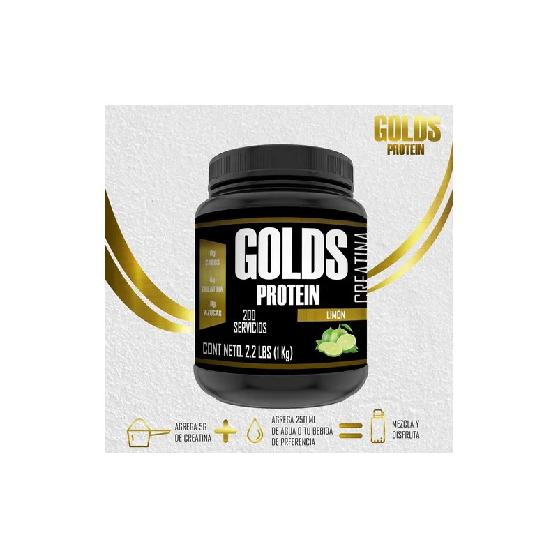 Creatina Monohidratada 1kg En Polvo Golds Protein 200servis