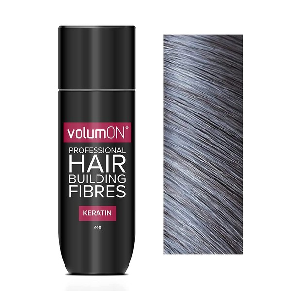 VolumON Professional Keratin Hair Building Fibres Hair Loss Concealer 28g/Get Up To 30 Use From A Pick 8 Colours (Grey)