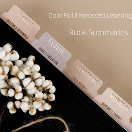 UPAFEXXI-Laminated Bible Tabs with Book Summaries(Gold Foil Embossed Lettering), Bible Tabs for Women and Men, Reposition Large Print Stickers, Easy to Read, 80Chapters Labels for Easy Navigation