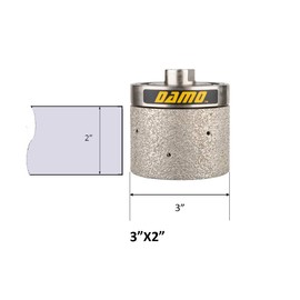 DAMO 3"X2" 90-Degree Diamond Grinding Drum Wheel, Coarse Grit, 5/8”-11 Thread, Ideal for Shaping Circles, Arcs, and Sink Hole Cutouts – Vacuum Brazed Technology for Granite, Concrete, and Marble Edges
