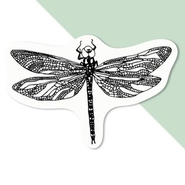 Azeeda 4 x 'Dragonfly' White Premium Vinyl Decal Stickers – Waterproof, Durable & Easy to Apply - Ideal for Car Bumpers, Windows, Bins and More (DW00030745)