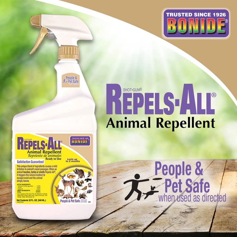 Bonide Repels-All Animal Repellent, 32 oz Ready-to-Use Spray, Outdoor Garden
