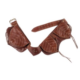 Sleek and Studded Leather Hip Belt-Brown-One Size