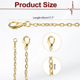 sourcing map 20 Pack 18 Inch Necklace Chains Bulk 2mm Gold Plated Cable Chains with Lobster Clasps for Jewelry Making