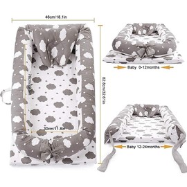 Lounger for Newborn, Newborn Lounger for 0-24 Months, Breathable & Portable Infant Nest - Soft Infant Floor Seat Cover for Travel (Cloud)