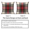 Plaid Cushion Covers 40x40cm, Scottish Tartan Red and White Wool