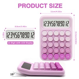 UPIHO Gradient Pink Calculator, UPIHO Standard Calculator,12 Digit Display and Big Buttons,Pink Office Supplies and Desk Accessories,Cute Office and School Accessory