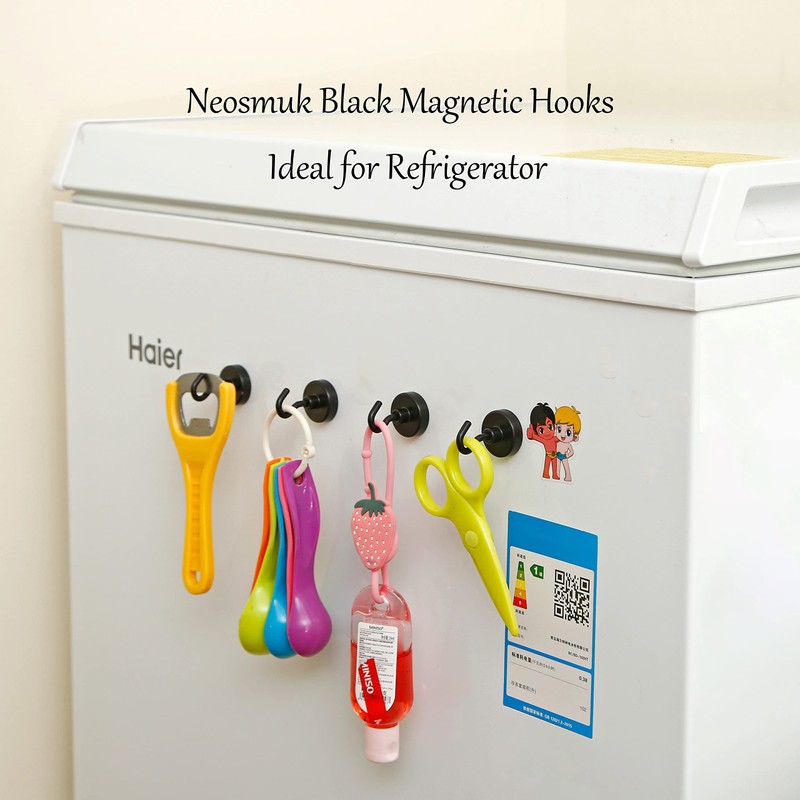 Neosmuk Black Magnetic Hooks, 30 kg High Performance Earth Magnets