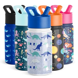 Simple Modern Kids Water Bottle with Straw | Insulated Stainless Steel Reusable Tumbler for Toddlers, Girls, Boys | Summit Collection | 14oz | Dinosaur Roar